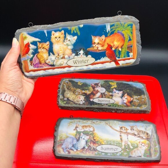 2010 Bradford Exchange Cozy Companions Limited Series Cats Wall Plaque, set of 3 - Picture 9 of 11